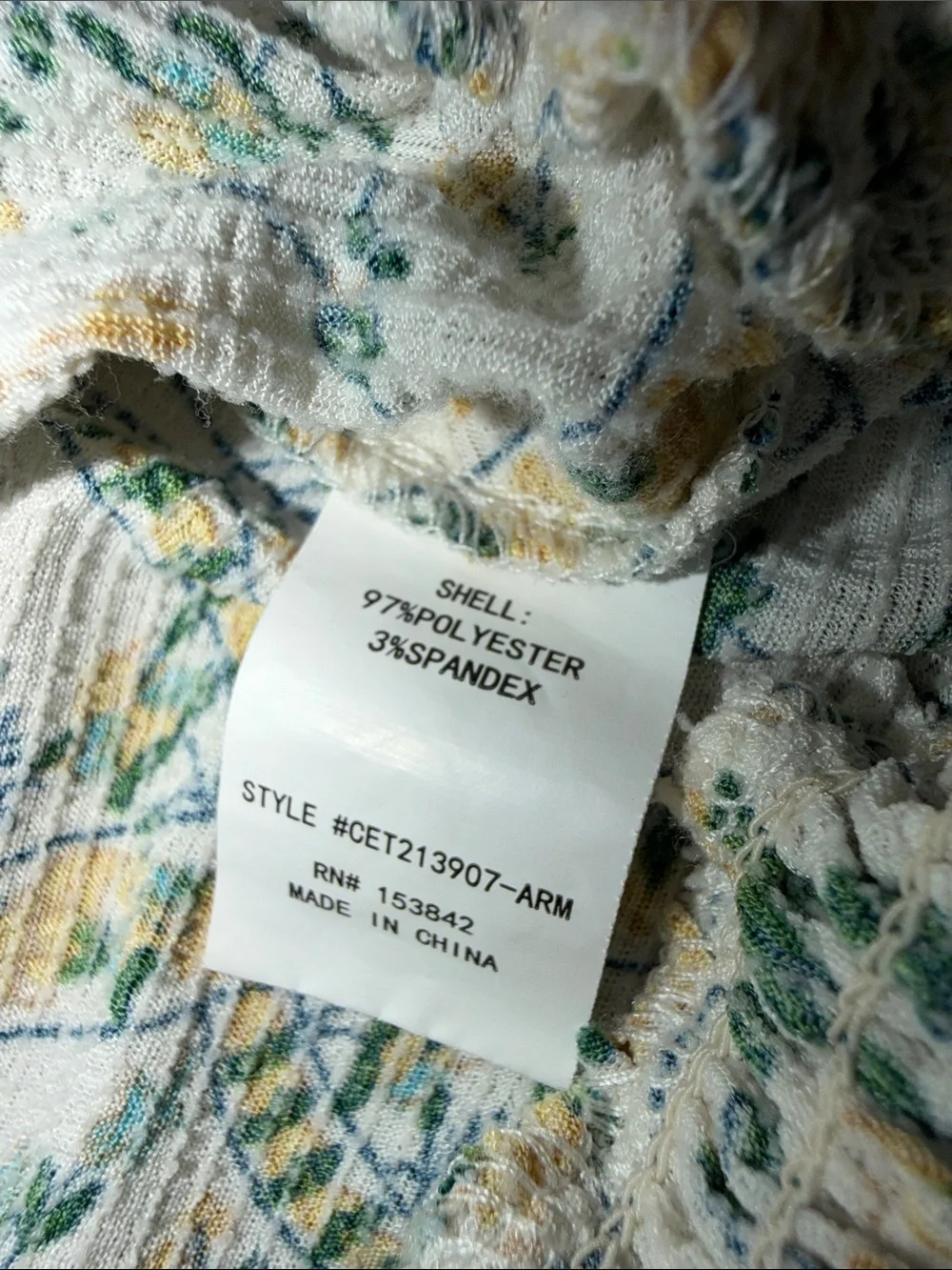 MELLODAY Floral Smocked Waist Blouse Green Yellow Floral Large